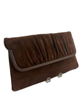Mastercraft Leather Suede Clutch Made in Canada Brown Foldover Envelope Purse